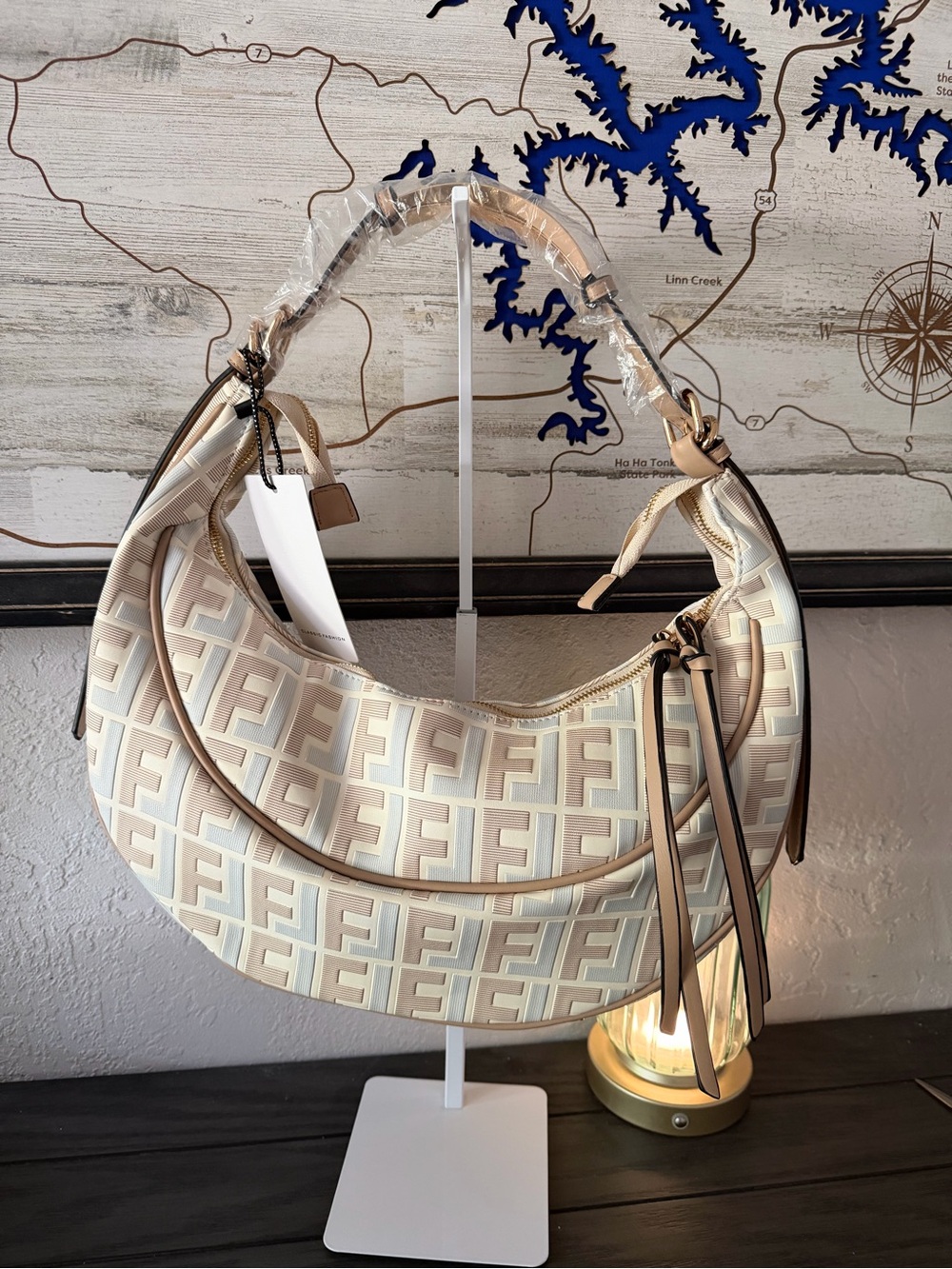 New Beige Geometric Hobo Shoulder Bag - Women Bags